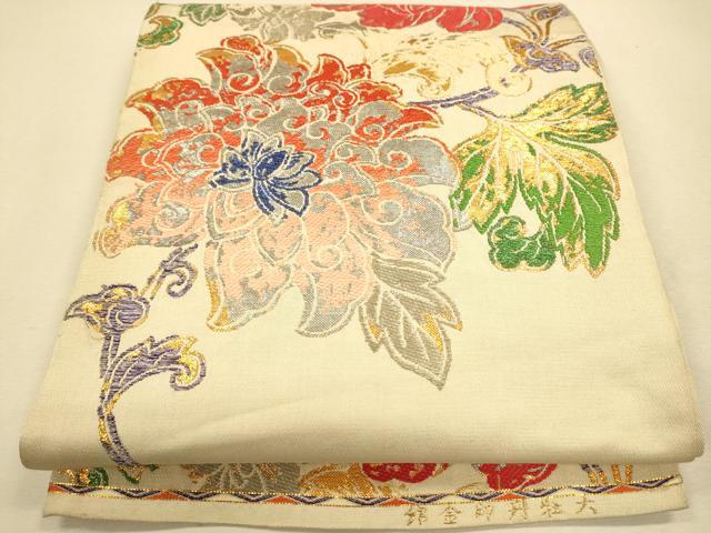 平和屋着物●六通柄袋帯　龍村平蔵柄　大牡丹印金錦　金銀糸　正絹　逸品　CAAR1473hy