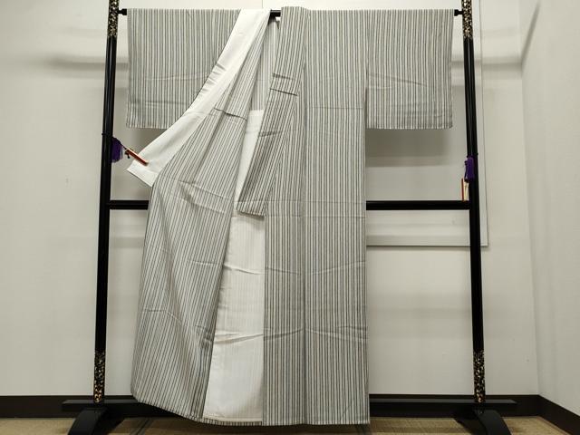 平和屋着物▽染色作家 斉藤三才 小紋 単衣 南天文 手描き 正絹 逸品