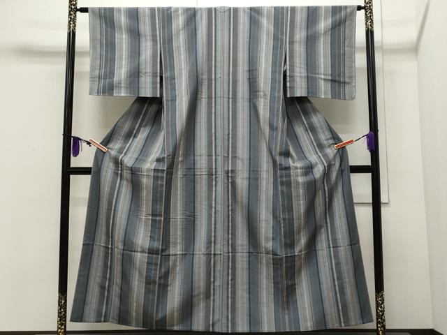 平和屋着物▽上質な紬 　単衣　縞 　正絹　逸品　未使用　CAAR4910ut 平和屋着物▽上質な紬 単衣 縞 正絹 逸品 未使用 CAAR4910ut