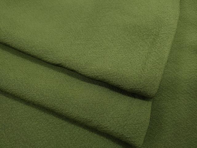 平和屋着物▽上質な色無地　単衣　草色　正絹　逸品　CAAR4911ut