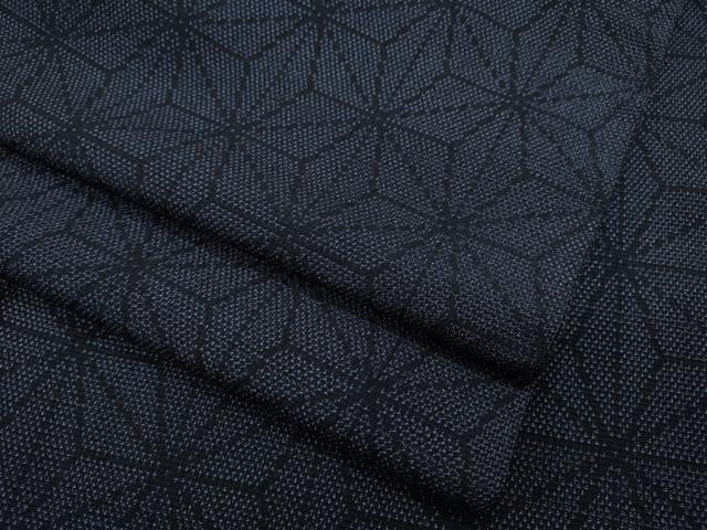 平和屋着物▽本塩沢　単衣　麻の葉文様　正絹　逸品　CAAR4958ut