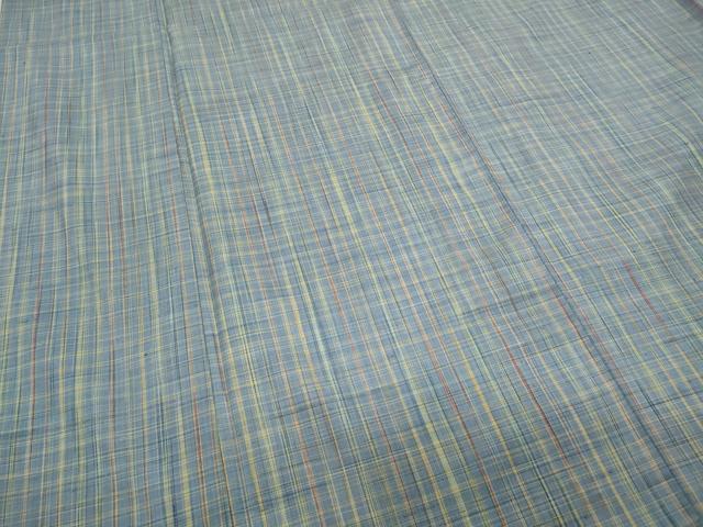 平和屋着物▽上質な紬 単衣 格子柄 小田急百貨店扱い 正絹 逸品