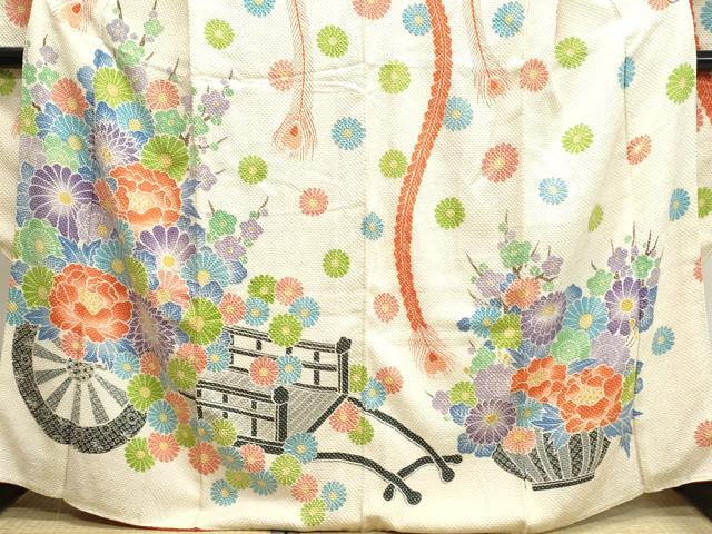 平和屋着物○名門 藤娘きぬたや・総絞り 振袖 花車文 正絹