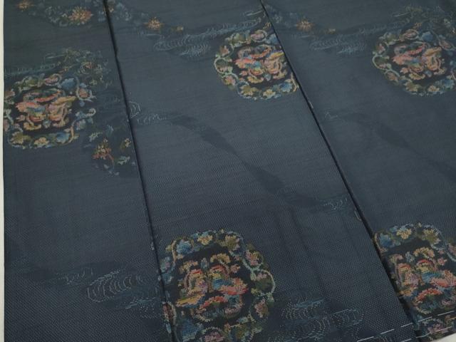 平和屋着物●本場大島紬　泥染め　舞蝶草花文　正絹　逸品　CAAR6487ze 平和屋着物○本場大島紬 泥染め 舞蝶草花文 正絹 逸品 CAAR6487ze