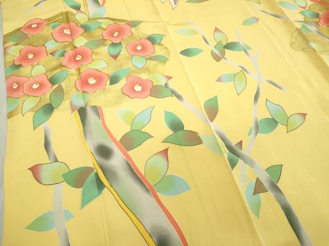 平和屋着物○訪問着 駒刺繍 椿 飛鳥文 金彩 正絹 逸品 CAAR6498ze