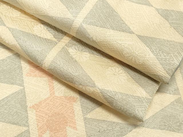 平和屋着物○上質な紬 吉祥菱間道 正絹 逸品 CAAR6529ze 平和屋