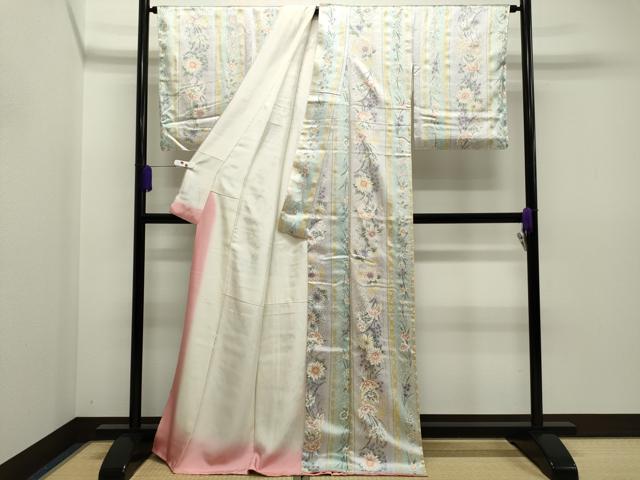 平和屋着物○上質な小紋 草花間道 正絹 逸品 未使用 AAAZ4540ph