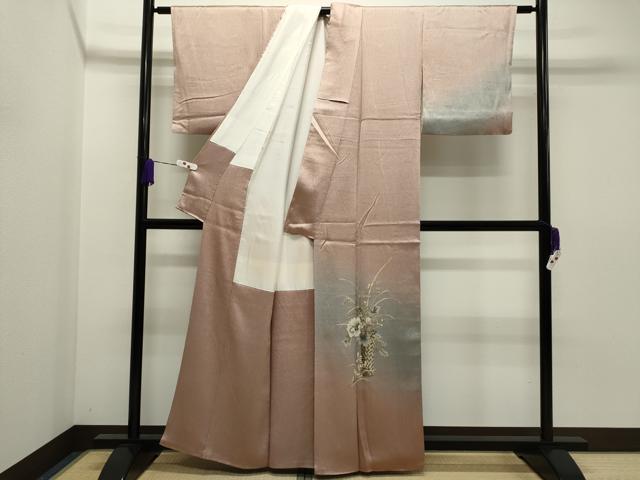 平和屋着物■訪問着　枝花文　金彩　逸品　未使用　CAAH1012yc 平和屋着物○訪問着 杢目絞り 陶器枝花文 暈し染め