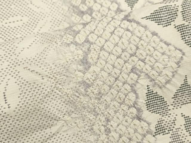 平和屋着物○本場大島紬 白大島 9マルキ 絞り 草花文 正絹 逸品 CAAR6545ze