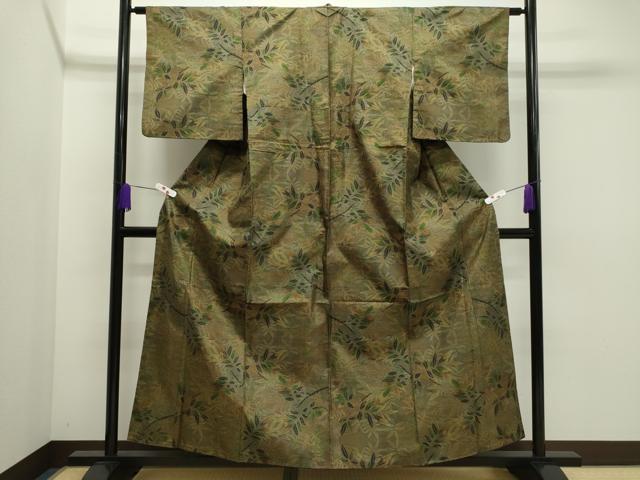 平和屋着物●本場大島紬　7マルキ　泥染め　枝葉文　正絹　逸品　CAAR6548ze 平和屋着物○本場大島紬 7マルキ 泥染め 枝葉文 正絹 逸品 CAAR6548ze