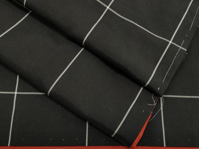 平和屋着物●上質な紬　格子柄　正絹　逸品　CAAR6552ze