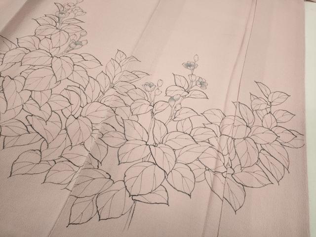 平和屋着物○訪問着 手描き 枝花文 鬼しぼ縮緬 正絹 逸品 CAAR6553ze