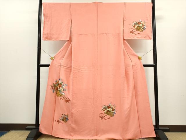 平和屋着物●訪問着　総刺繍　駒刺繍　花車文　金糸　正絹　逸品　未使用　CAAR6557ze