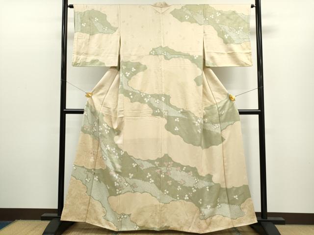 平和屋着物●訪問着　絞り　道長吉祥萩文　正絹　逸品　CAAR6563ze