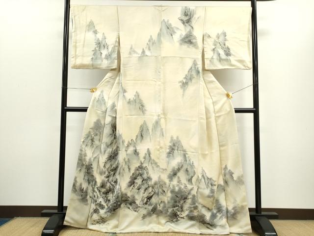 平和屋着物●訪問着　手描き　風景文　暈し染め　金彩　正絹　逸品　CAAR6569ze