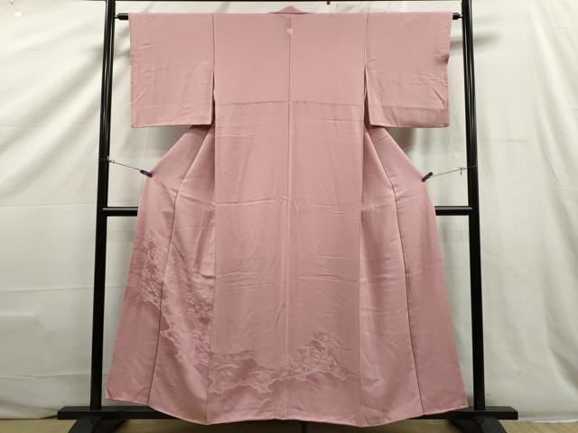 平和屋着物○豪華振袖 霞地紋 色無地 珊瑚朱色 正絹 逸品 DAAV6615ps