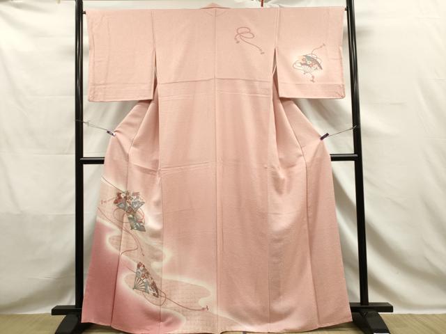 平和屋着物■訪問着　扇面流水花鳥文　暈し染め　金彩　正絹　逸品　CAAR7179dy