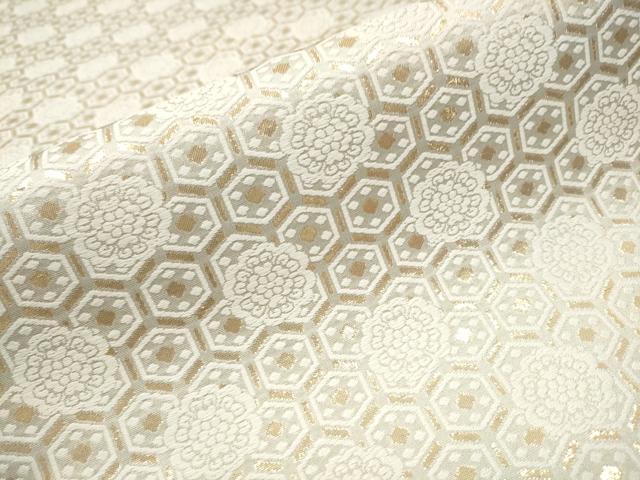 平和屋着物○全通柄袋帯 正倉院亀甲花文 金糸 正絹