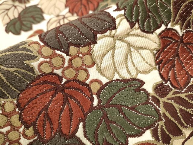 平和屋着物○青々庵 六通柄袋帯 唐織 葡萄 金糸 正絹 逸品 CAAR7756hy