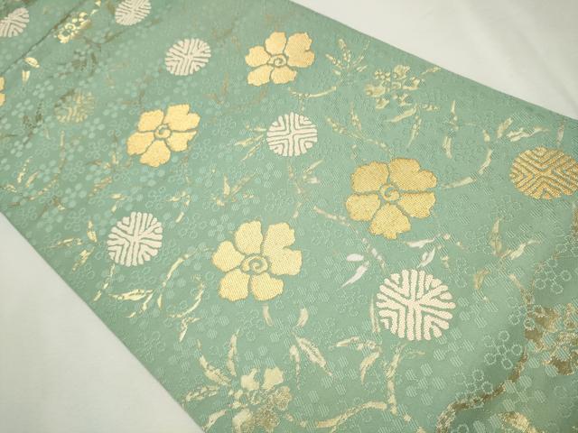 平和屋着物○六通柄 本袋帯 草花文 金糸 正絹 逸品 CAAR7768hy 袋帯