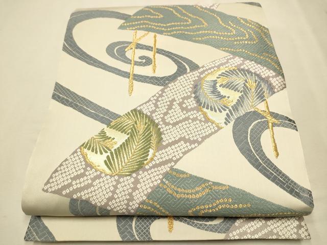 平和屋着物●六通柄袋帯　流水松葉丸文　金糸　正絹　逸品　CAAR7782hy