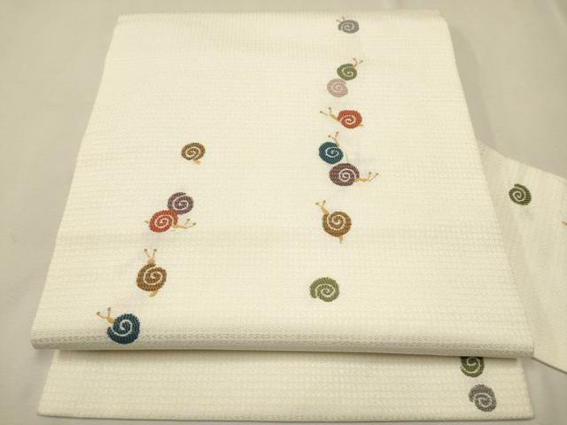 平和屋着物●九寸名古屋帯　カタツムリ　正絹　逸品　CAAR7806hy