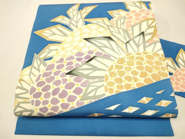 平和屋着物●塩瀬　九寸名古屋帯　吉祥文　金彩　正絹　逸品　CAAR7814hy