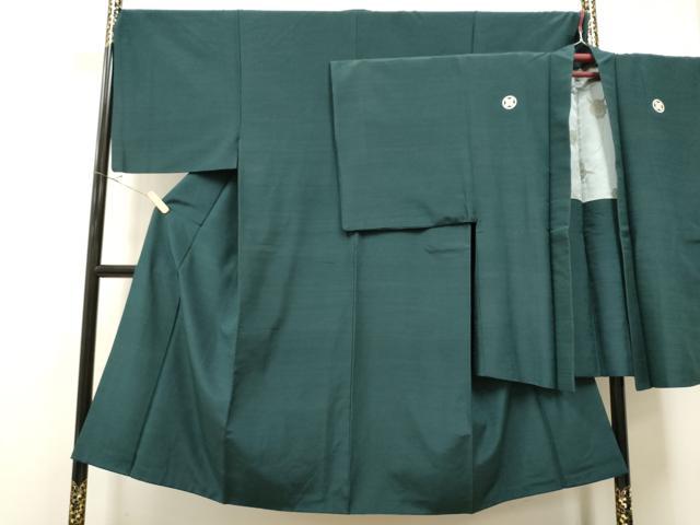 平和屋着物●男性　紬　色紋付　色無地　高麗納戸色　アンサンブル　正絹　逸品　CAAR7829hy 着物セット