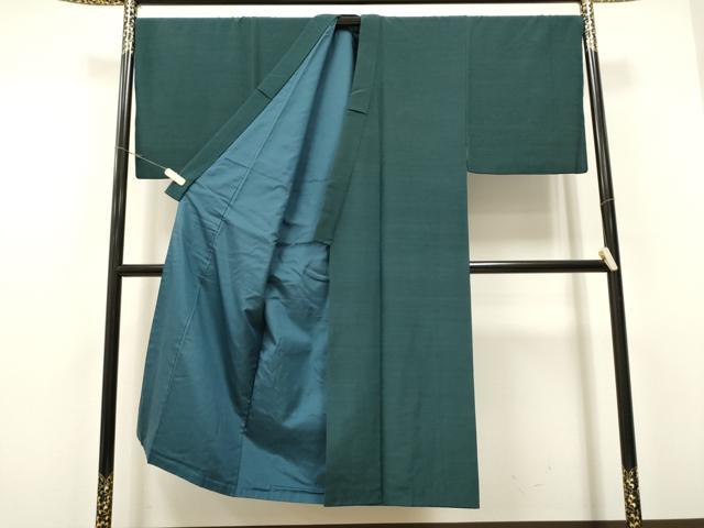 平和屋着物●男性　紬　色紋付　色無地　高麗納戸色　アンサンブル　正絹　逸品　CAAR7829hy 着物セット