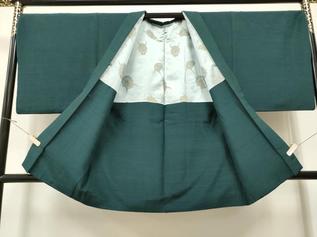 平和屋着物●男性　紬　色紋付　色無地　高麗納戸色　アンサンブル　正絹　逸品　CAAR7829hy 着物セット