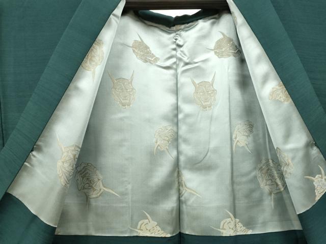 平和屋着物●男性　紬　色紋付　色無地　高麗納戸色　アンサンブル　正絹　逸品　CAAR7829hy 着物セット