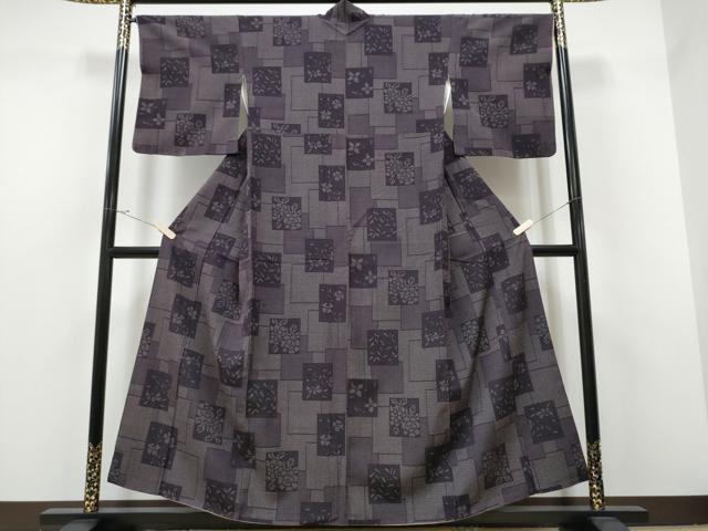 平和屋着物▼白鷹お召　色紙重ね草花文　正絹　逸品　CAAR7839hy 平和屋着物▽白鷹お召 色紙重ね草花文 正絹 逸品 CAAR7839hy