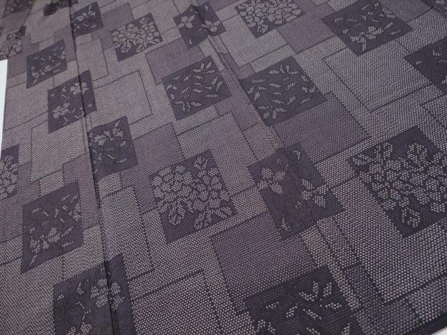 平和屋着物▽白鷹お召 色紙重ね草花文 正絹 逸品 CAAR7839hy