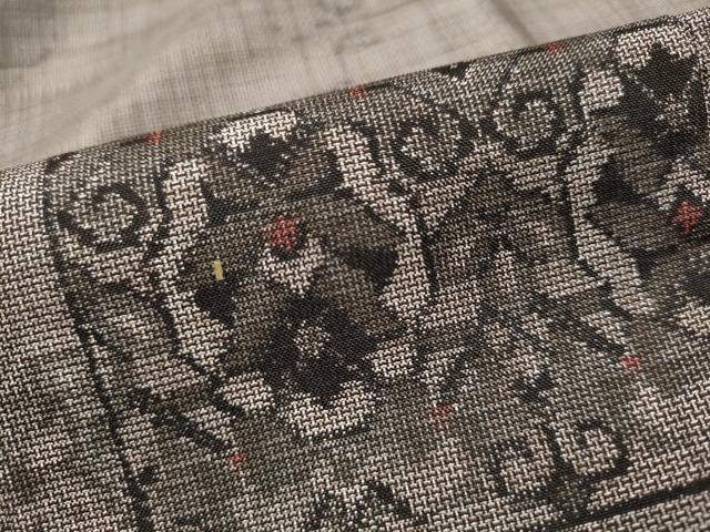 平和屋着物○本場大島紬 9マルキ 泥染め 色紙重ね吉祥文 田畑織物