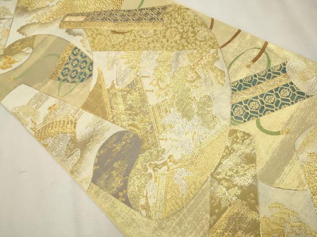 平和屋着物○西陣 川島織物 六通柄 本袋帯 絵巻流水風景文