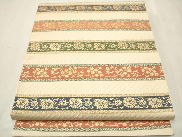 平和屋着物○全通柄袋帯 名物裂 荒磯 金糸 正絹 逸品 DAAQ2392fe