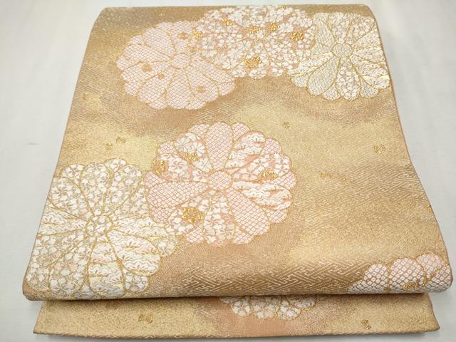 平和屋着物●西陣の名門　加納幸謹製　六通柄袋帯　唐織　舞花文　金糸　正絹　逸品　CAAR7880hy