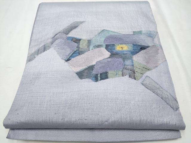 平和屋着物●太鼓柄袋帯　紬地　すくい織　抽象文　正絹　逸品　CAAR7882hy