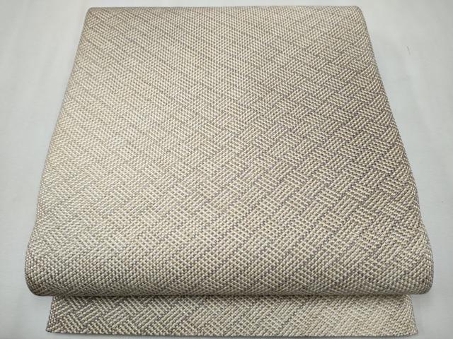 平和屋着物●八寸名古屋帯　組織　網目文　銀糸　正絹　逸品　CAAR7892hy