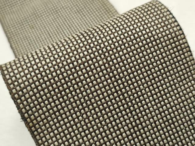 平和屋着物○男性 両面 角帯 格子柄 正絹 逸品 CAAR7922hy