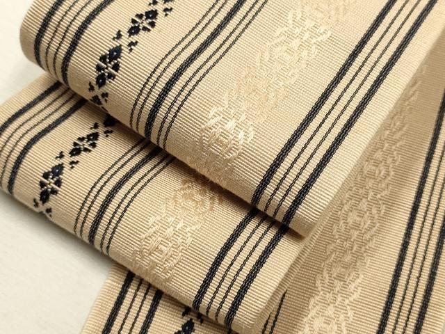 平和屋着物●男性　本場筑前博多織　角帯　献上柄　正絹　逸品　CAAR7929hy