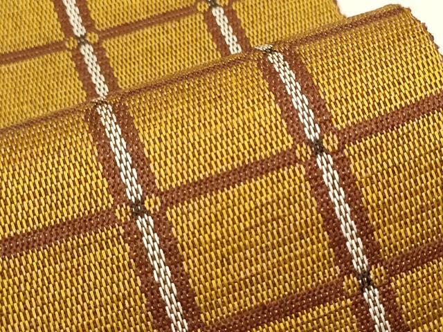 平和屋着物●本場黄八丈　伊達締め　格子柄　紙タグ付き　正絹　逸品　CAAR7930hy 平和屋着物○本場黄八丈 伊達締め 格子柄 紙タグ付き 正絹 逸品