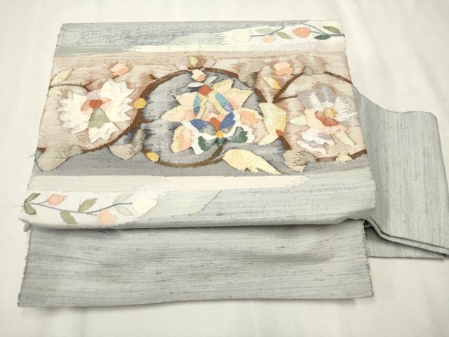 平和屋着物●ワンタッチつけ帯　すくい織　更紗花唐草文　金銀糸　正絹　逸品　CAAR7933hy