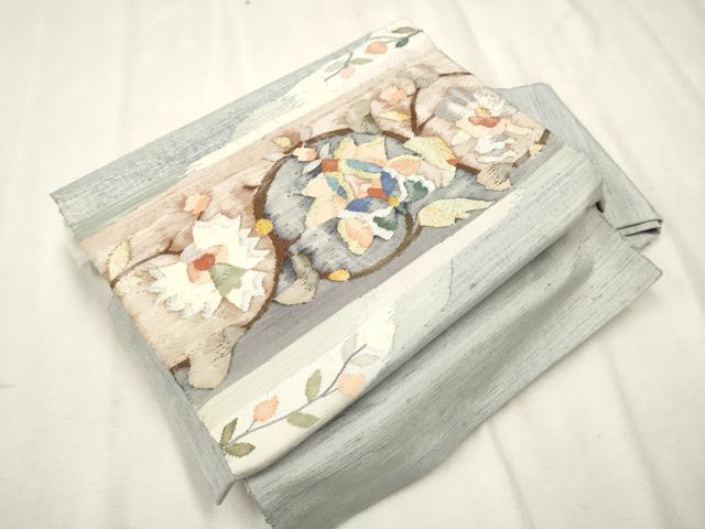 平和屋着物●ワンタッチつけ帯　すくい織　更紗花唐草文　金銀糸　正絹　逸品　CAAR7933hy 平和屋着物○ワンタッチつけ帯 すくい織 更紗花唐草文 金銀糸 正絹