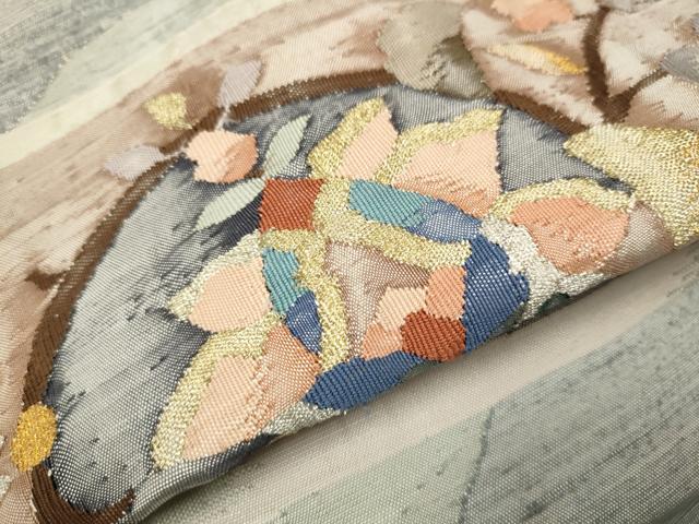 平和屋着物●ワンタッチつけ帯　すくい織　更紗花唐草文　金銀糸　正絹　逸品　CAAR7933hy 平和屋着物○ワンタッチつけ帯 すくい織 更紗花唐草文 金銀糸 正絹