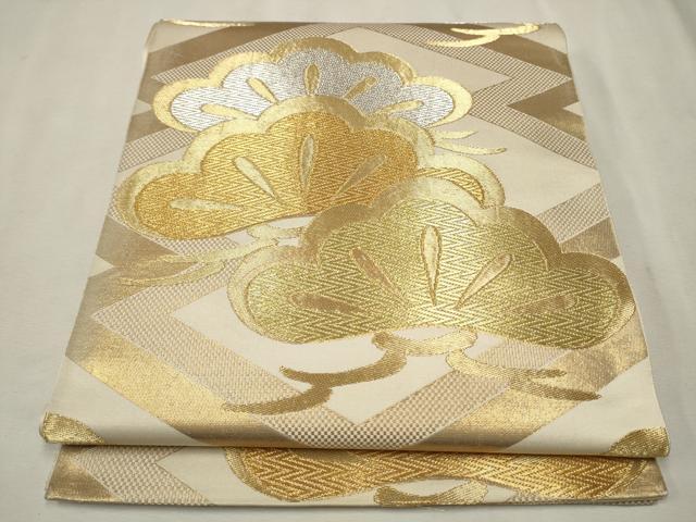 平和屋着物▽螺鈿作家 藤本隆士 六通柄袋帯 吉祥花文 金