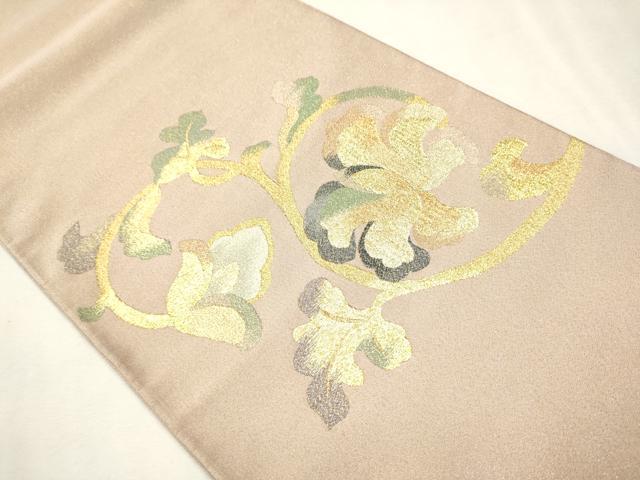 平和屋着物○名門 浅田綴 太鼓柄袋帯 裂取唐草 金糸 品質保証書付き 