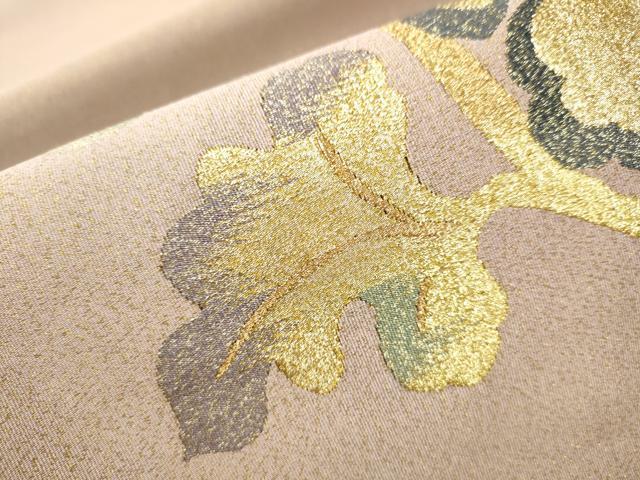 平和屋着物○名門 浅田綴 太鼓柄袋帯 裂取唐草 金糸 品質保証書付き 