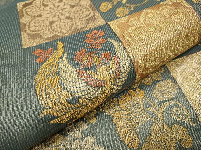 平和屋着物○紋屋井関 御寮織 六通柄袋帯 市松花喰鳥 金糸