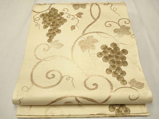 平和屋着物●六通柄袋帯　葡萄唐草文　金糸　正絹　逸品　CAAR7994hy